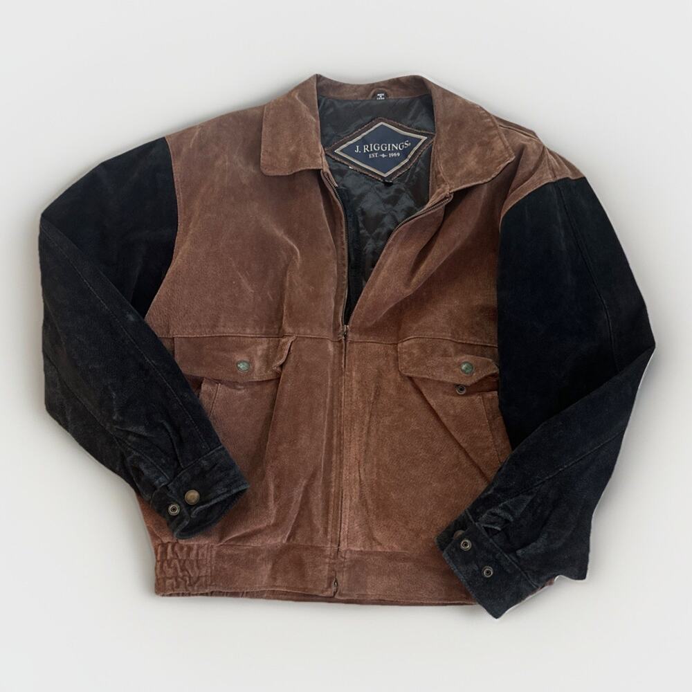 J Riggings Pig Skin Leather Jacket Two Toned Black & Brown Men’s Size XL